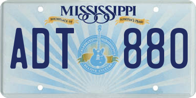 MS license plate ADT880