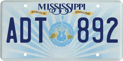 MS license plate ADT892