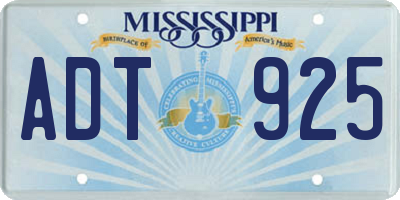 MS license plate ADT925