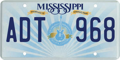 MS license plate ADT968