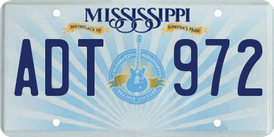 MS license plate ADT972