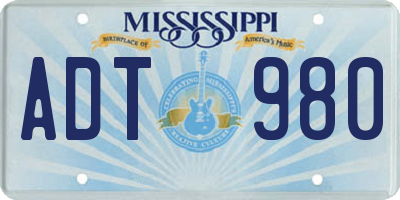 MS license plate ADT980