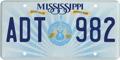 MS license plate ADT982