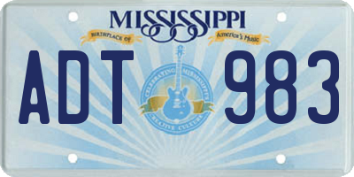 MS license plate ADT983