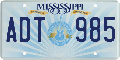 MS license plate ADT985
