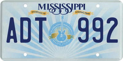 MS license plate ADT992