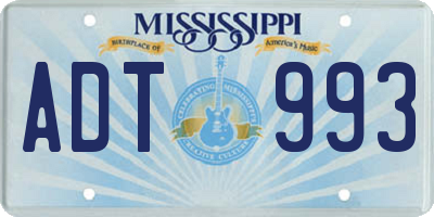 MS license plate ADT993