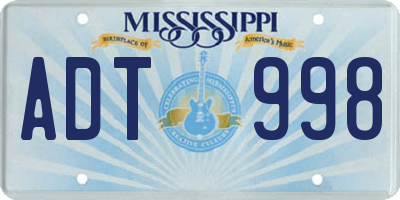 MS license plate ADT998