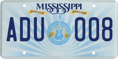 MS license plate ADU008