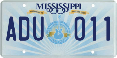MS license plate ADU011