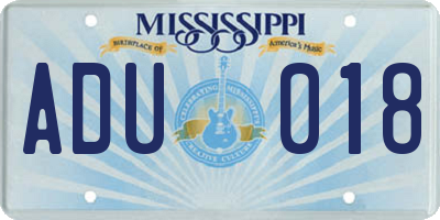 MS license plate ADU018