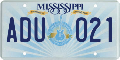 MS license plate ADU021