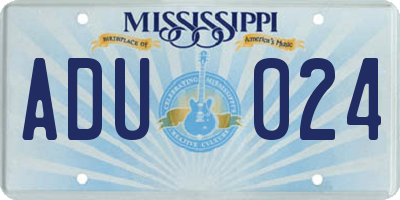 MS license plate ADU024