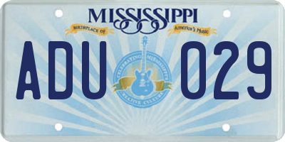 MS license plate ADU029