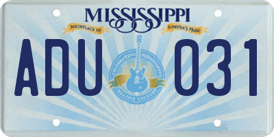 MS license plate ADU031