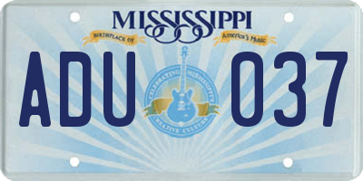 MS license plate ADU037