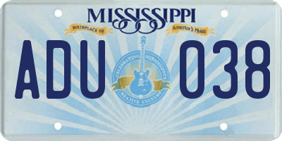 MS license plate ADU038