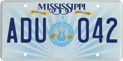 MS license plate ADU042