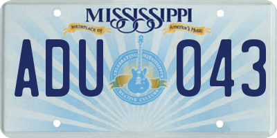 MS license plate ADU043