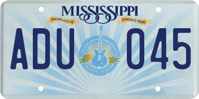 MS license plate ADU045