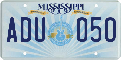 MS license plate ADU050