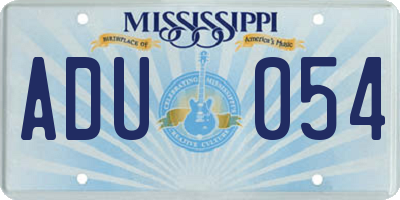 MS license plate ADU054