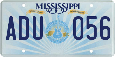 MS license plate ADU056