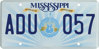 MS license plate ADU057