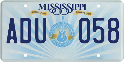 MS license plate ADU058