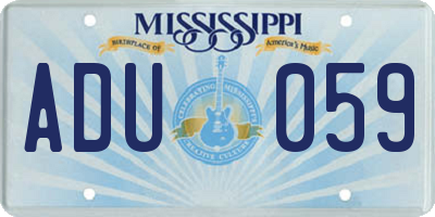 MS license plate ADU059