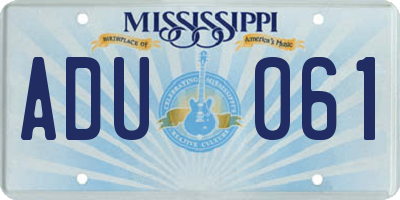 MS license plate ADU061