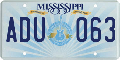 MS license plate ADU063