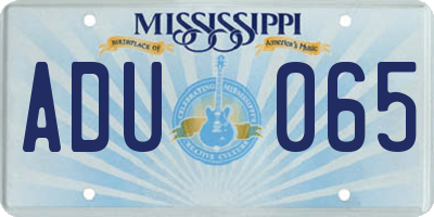 MS license plate ADU065