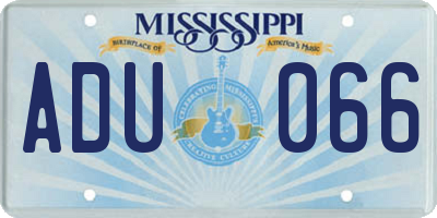 MS license plate ADU066