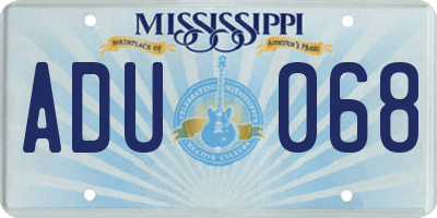 MS license plate ADU068