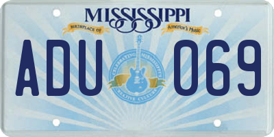 MS license plate ADU069