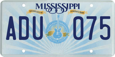 MS license plate ADU075