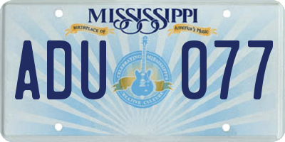 MS license plate ADU077