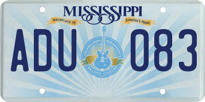 MS license plate ADU083