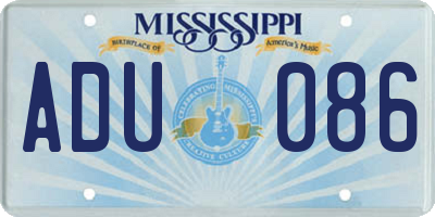 MS license plate ADU086