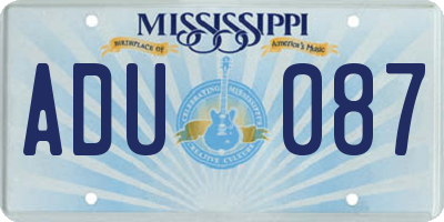 MS license plate ADU087