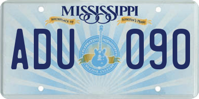 MS license plate ADU090