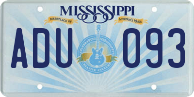 MS license plate ADU093