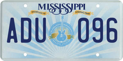 MS license plate ADU096