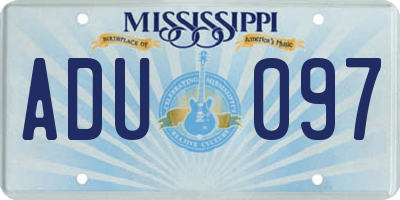 MS license plate ADU097