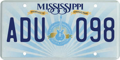 MS license plate ADU098