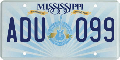 MS license plate ADU099