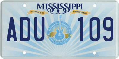 MS license plate ADU109