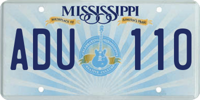 MS license plate ADU110