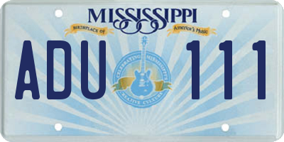 MS license plate ADU111